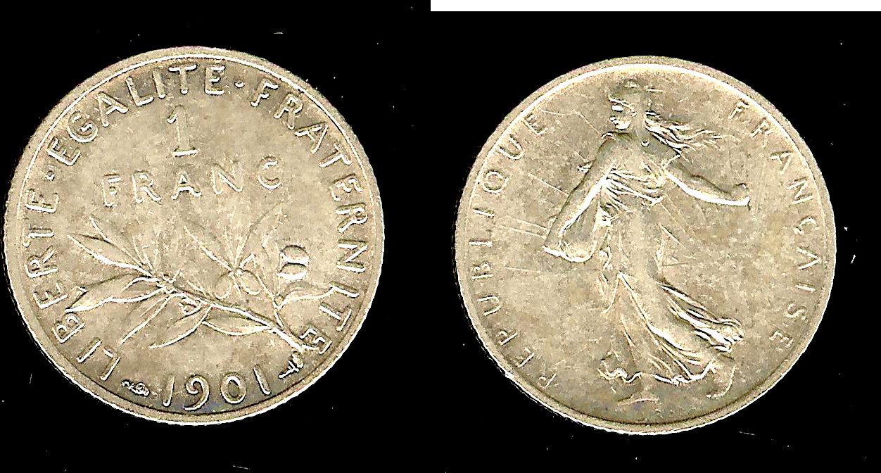 1 franc Semeuse 1901 Paris TTB++